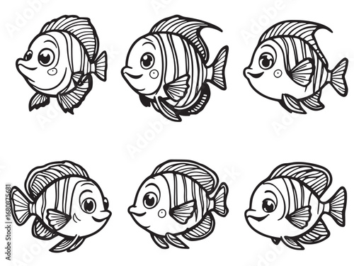 Angelfish vector line art 