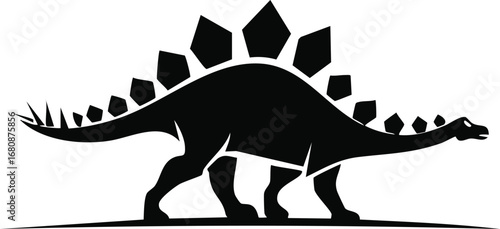 Stegosaurus Dinosaur Animal Vector Logo in Black and White, Minimalist and Simple Design, Perfect for Wildlife Branding, Nature Illustration, and Unique Animal Identity
