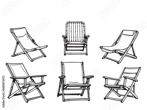 beach chair vector line art 