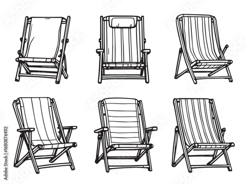 beach chair vector line art 