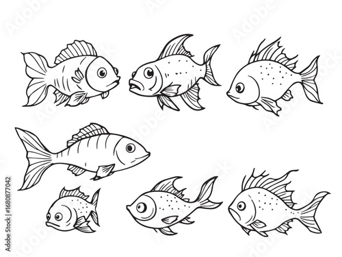 Catfish vector line art 
