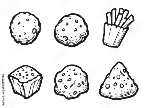Cheese puffs vector line art 
