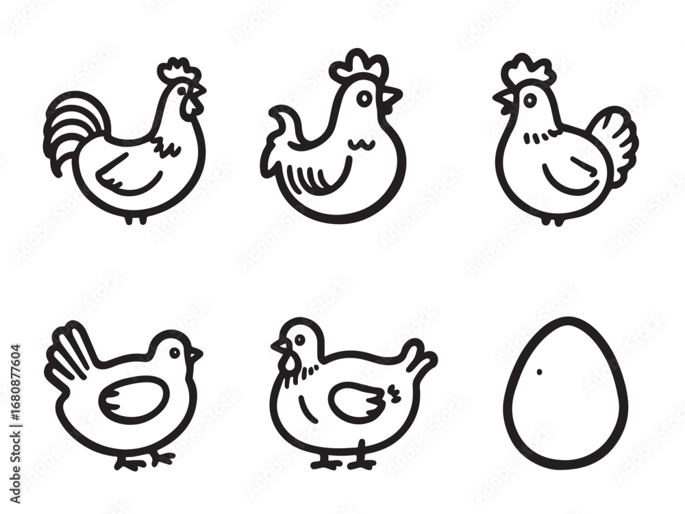 Fototapeta premium Chicken vector line art 