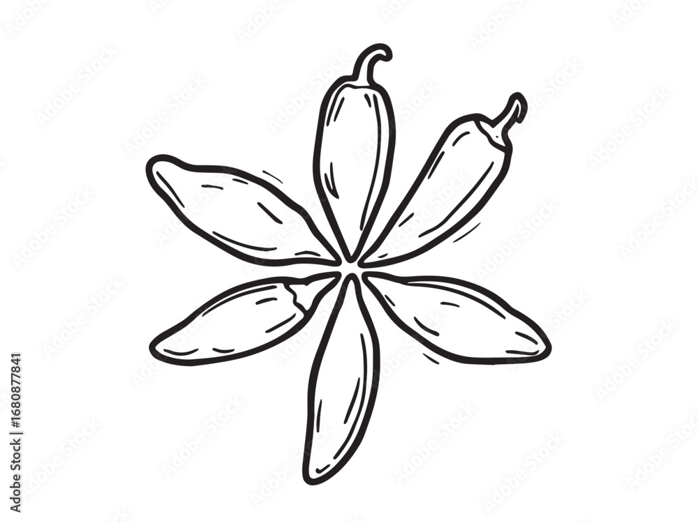 Naklejka premium chili pepper line art illustration