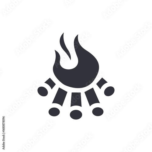 Stylized Representation Of Campfire With Rising Flames And Arranged Wood Logs