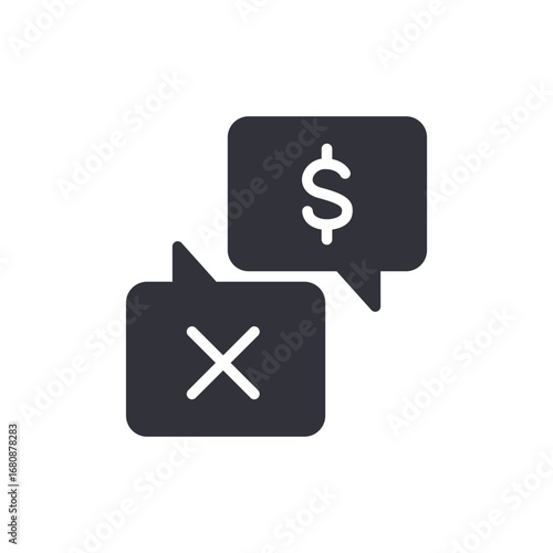 Dollar Sign And Cross Symbol Communication Depicting Financial Discussions And Resolutions