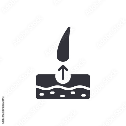 Follicle Growth Displaying Emerging Hair Shaft From Skin Layer In Upward Direction