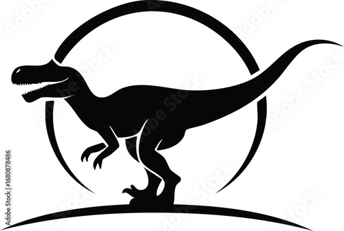 Velociraptor Dinosaur Animal Vector Logo in Black and White, Minimalist and Modern Design, Ideal for Wildlife Branding, Nature Illustration, and Unique Animal Identity
