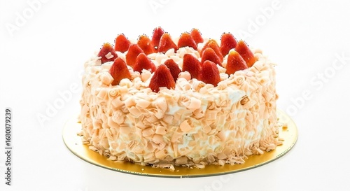Delicious Strawberry Shortcake with Whipped Cream and Almonds