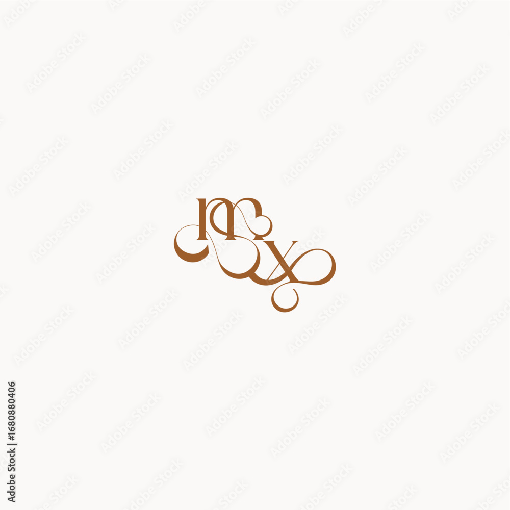 Fototapeta premium XM letter luxury minimalist logo design wedding initial concept caligraphic style monogram