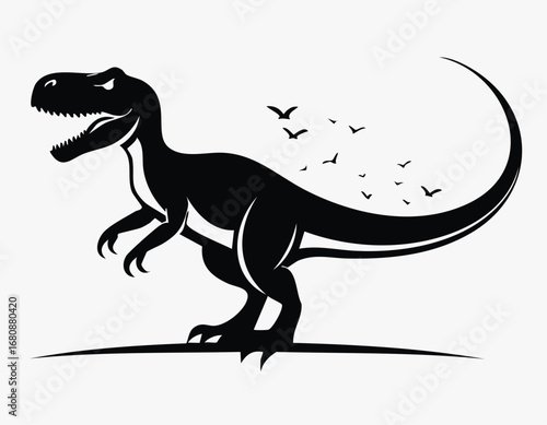 Velociraptor Dinosaur Animal Vector Logo in Black and White, Minimalist and Simple Design, Perfect for Wildlife Branding, Nature Illustration, and Unique Animal Identity
