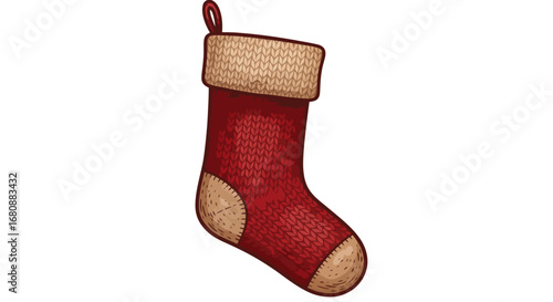 Classic Red Christmas Stocking with Beige Cuff.