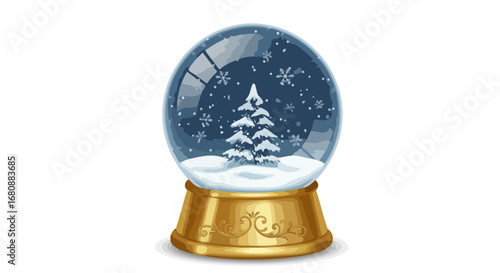 Classic Snow Globe with Evergreen Tree.
