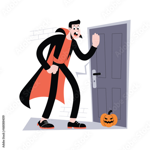 Door Knock Flat Vector illustration 