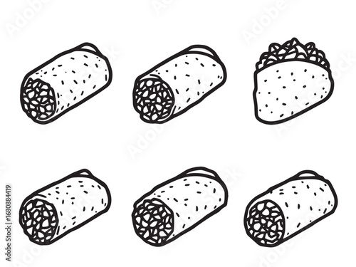 Frozen burrito line art illustration