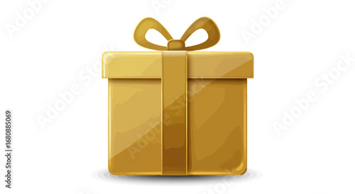 Golden Gift Box with Ribbon Ready for Giving.