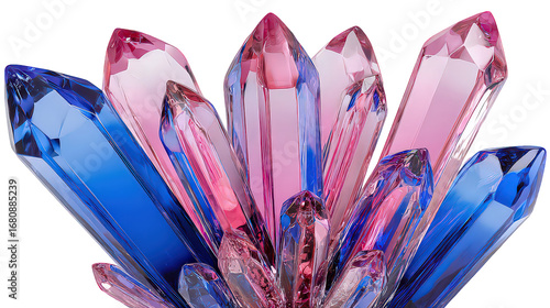 Pink And Blue Crystal Cluster on Black Background