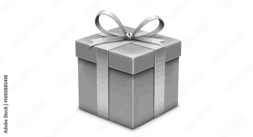 Fototapeta premium Gray Gift Box with Silver Ribbon.