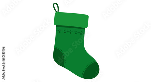 Green Christmas Stocking Festive Holiday Decoration.