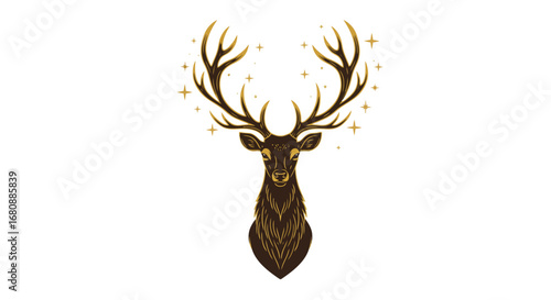 Mystical Deer Head with Glowing Antlers.