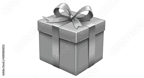 Silver Gift Box with Ribbon.