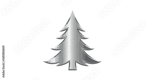Silver Metallic Christmas Tree Illustration.