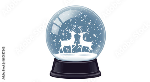 Snow Globe with Two White Deer Silhouettes.