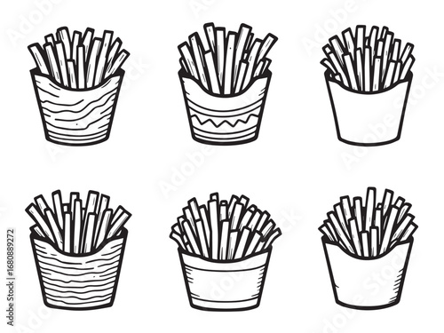 Hot Fries line art illustration