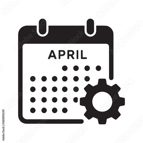 Calendar with Gear Symbol