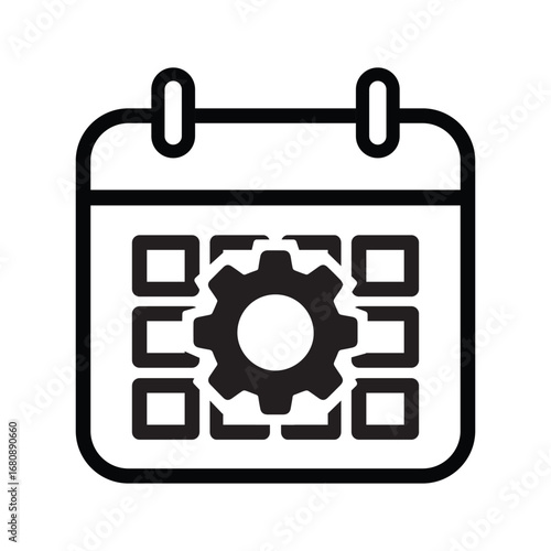 Calendar with Gear Symbol