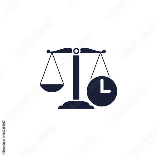 Illustration of a balance scale with a clock, symbolizing time management or weighing time.