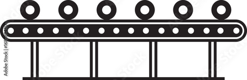 Conveyor belt icon in flat style. Industrial production symbol, manufacturing factory automation equipment illustration, logistics machinery process vector design isolated on transparent background.