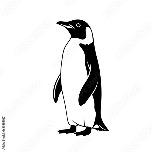 Black and white penguin silhouette isolated on white background