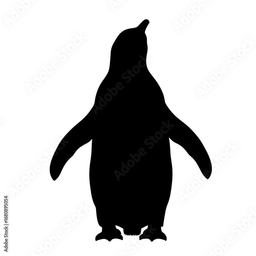 Black penguin silhouette isolated on white background