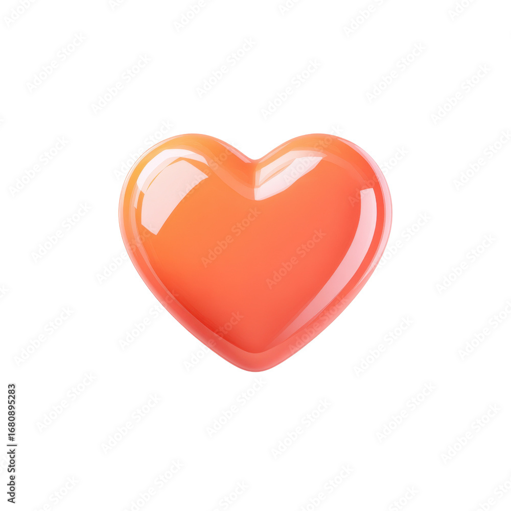 Fototapeta premium Glossy Orange Heart Shape With Soft Gradients Ideal For Valentine’s Day Crafts And Romantic Themes
