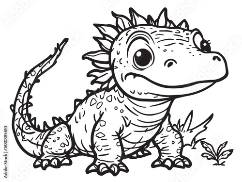 Komodo Dragon line art illustration