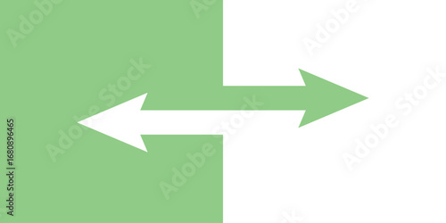 Choice Direction Arrows – Flat Vector Illustration of Green and White Arrows Symbolizing Decision-Making Process.
