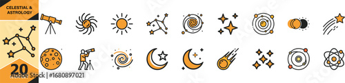 Celestial astrology icons set with zodiac symbols and ornaments vector