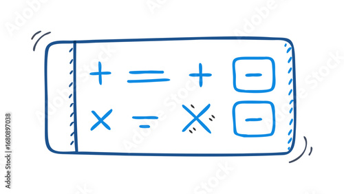 Blue math symbols on white background plus minus