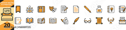 Creative writing and literature icons set for artistic projects vector