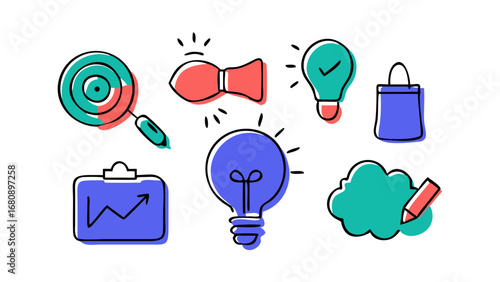 Business concept doodles icons concepts