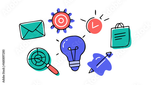 Business concept doodles illustration icons