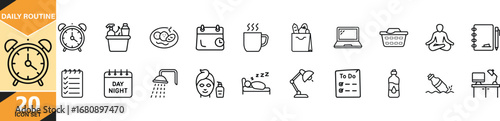 Daily routine icons representing activities and tasks vector
