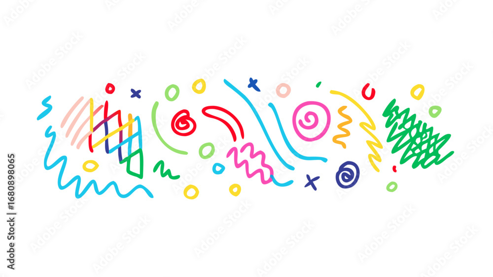 Fototapeta premium Colorful abstract doodles on a white background drawing