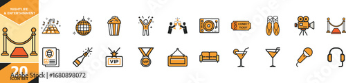 Nightlife and entertainment icon set for general use vector