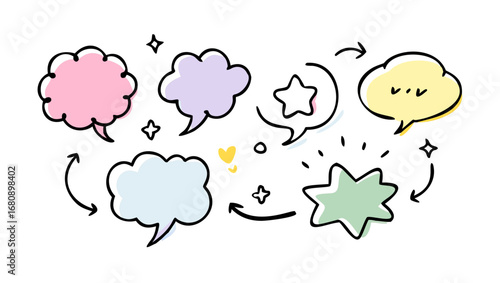 Colorful cartoon speech bubbles dialogue communication