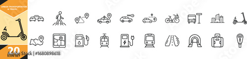 Urban transportation icons set showing diverse mobility options vector