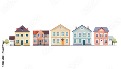 Colorful houses and trees buildings residential