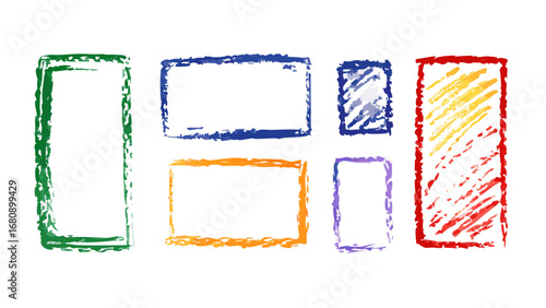Colorful sketchy crayon borders frame