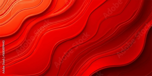 Luxury flowing red satin textile with a soft, silky texture and elegant wave pattern for a vibrant and decorative background